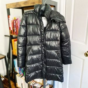 Gap high-shine hooded puffer jacket